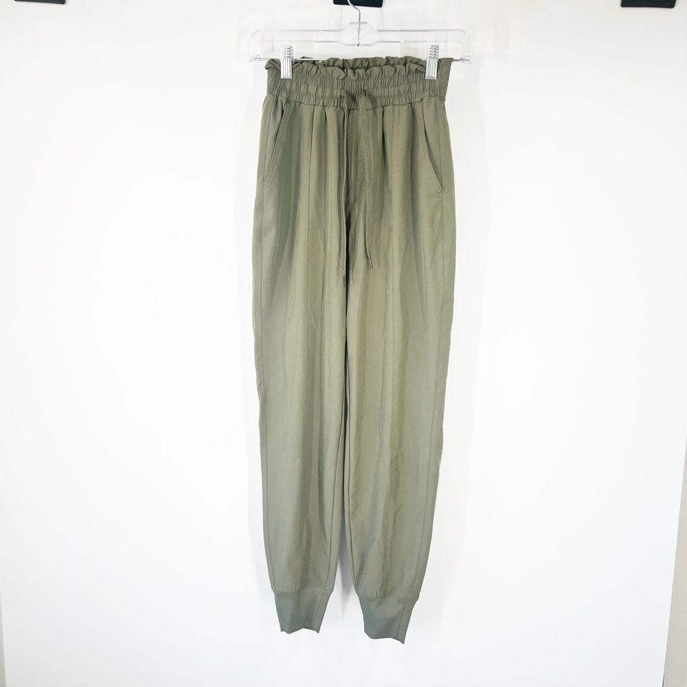 Abercrombie & Fitch High Rise Joggers Drawstring Green